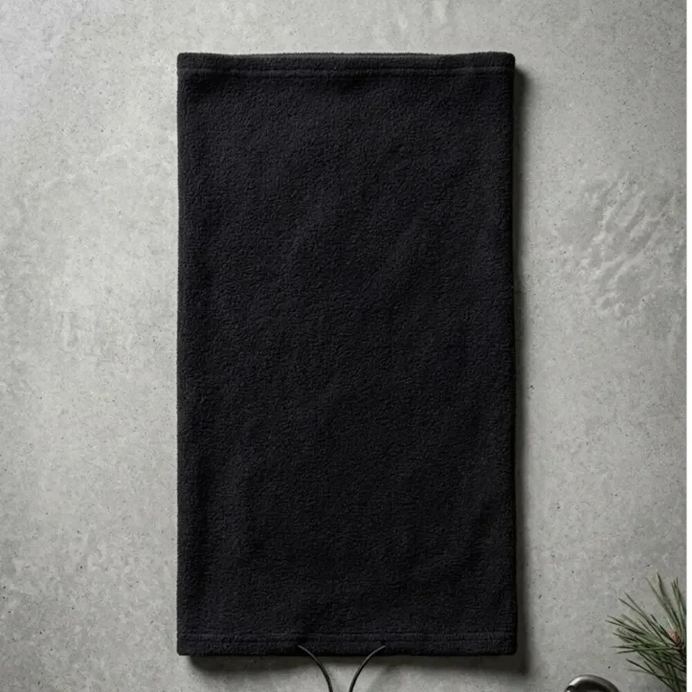 Black Fleece Neck Gaiter Warmer Winter Scarf Drawstring Snow Ski Face Mask